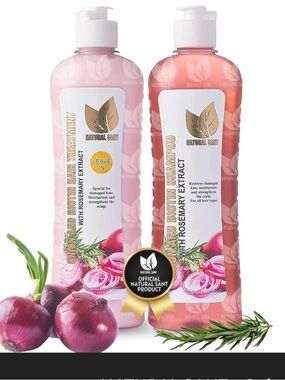 Pink Onion & Rosemary Shampoo and  Leave-In Hair Treatment Natural Sant